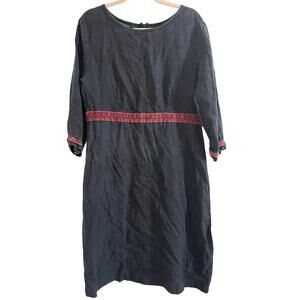 GODDESS GEAR Hemp Tencel Black Red Vintage-Wash Dress - Sz Large
